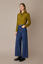 Camicia in blend di seta con fiocco