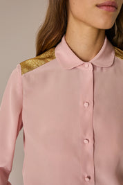 Camicia in seta con dettagli dorati