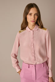 Camicia in seta con dettagli dorati