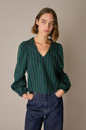 Top a righe con scollo a V