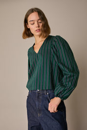 Top a righe con scollo a V
