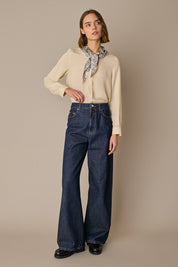 Silk-blend shirt with bandana collar
