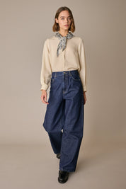 Silk-blend shirt with bandana collar