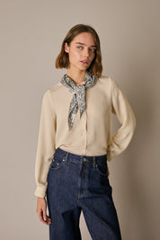 Silk-blend shirt with bandana collar