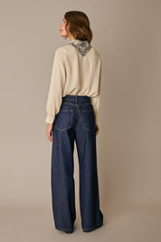 Silk-blend shirt with bandana collar