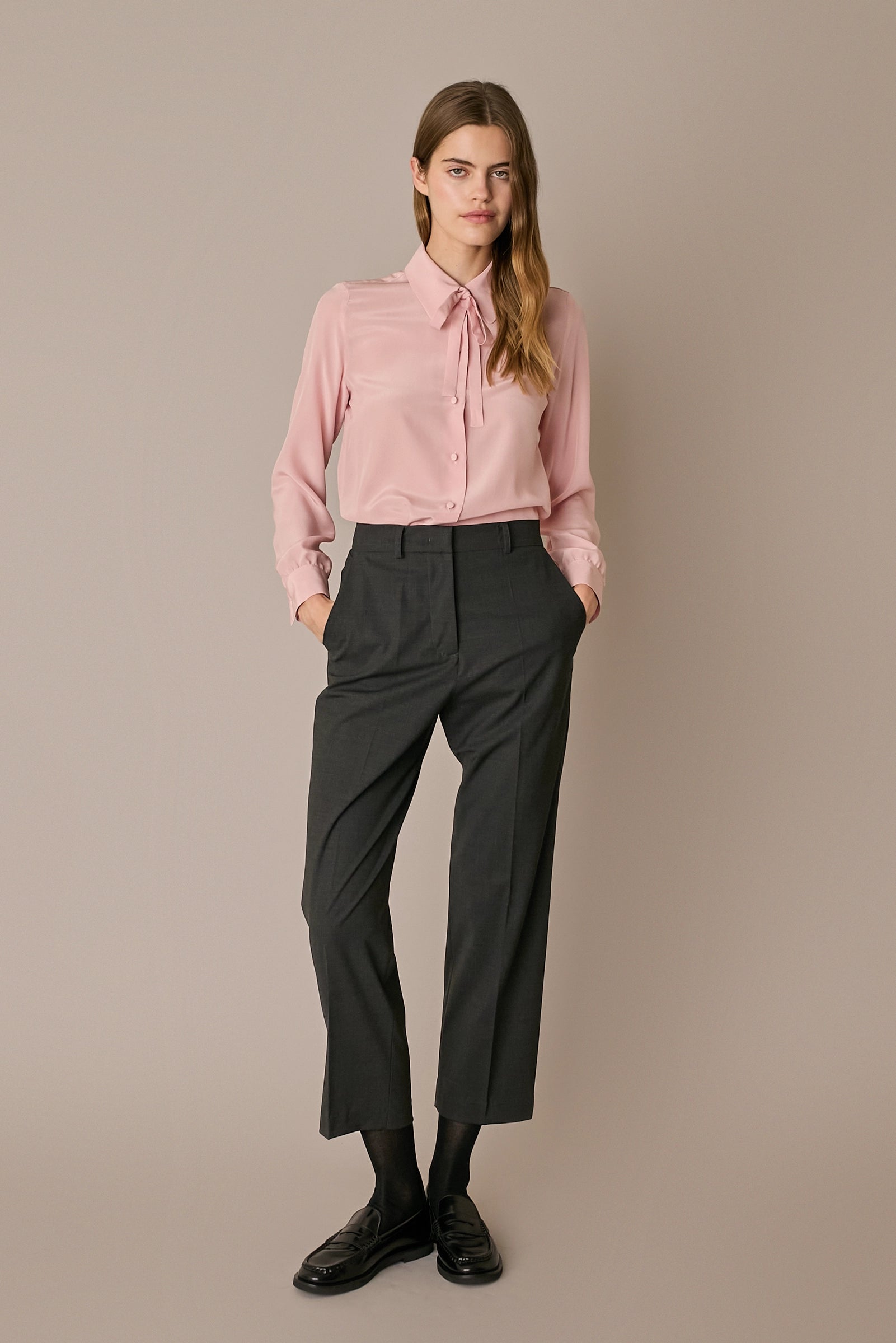 Silk shirt with bow tie