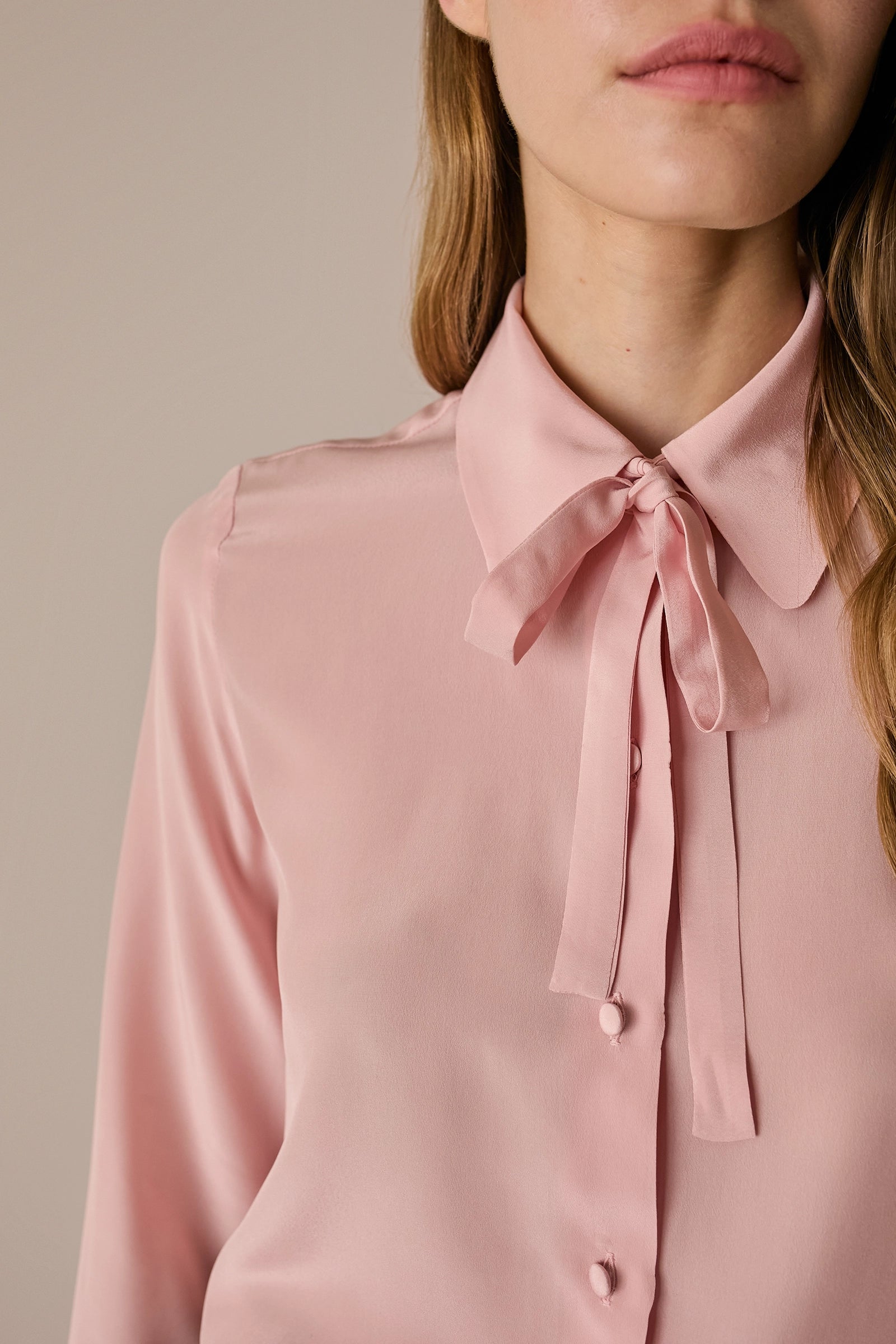 Silk shirt with bow tie