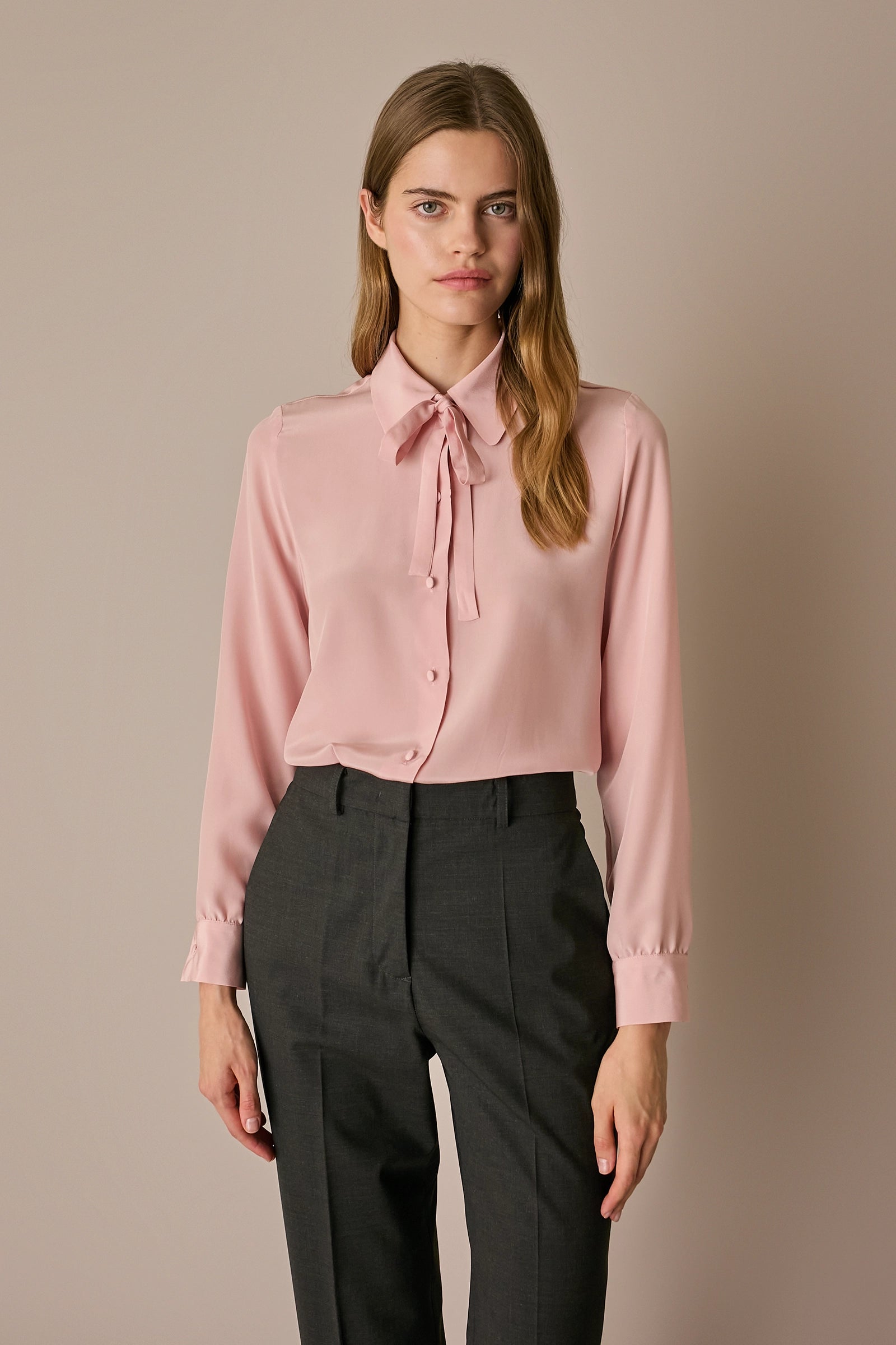 Silk shirt with bow tie