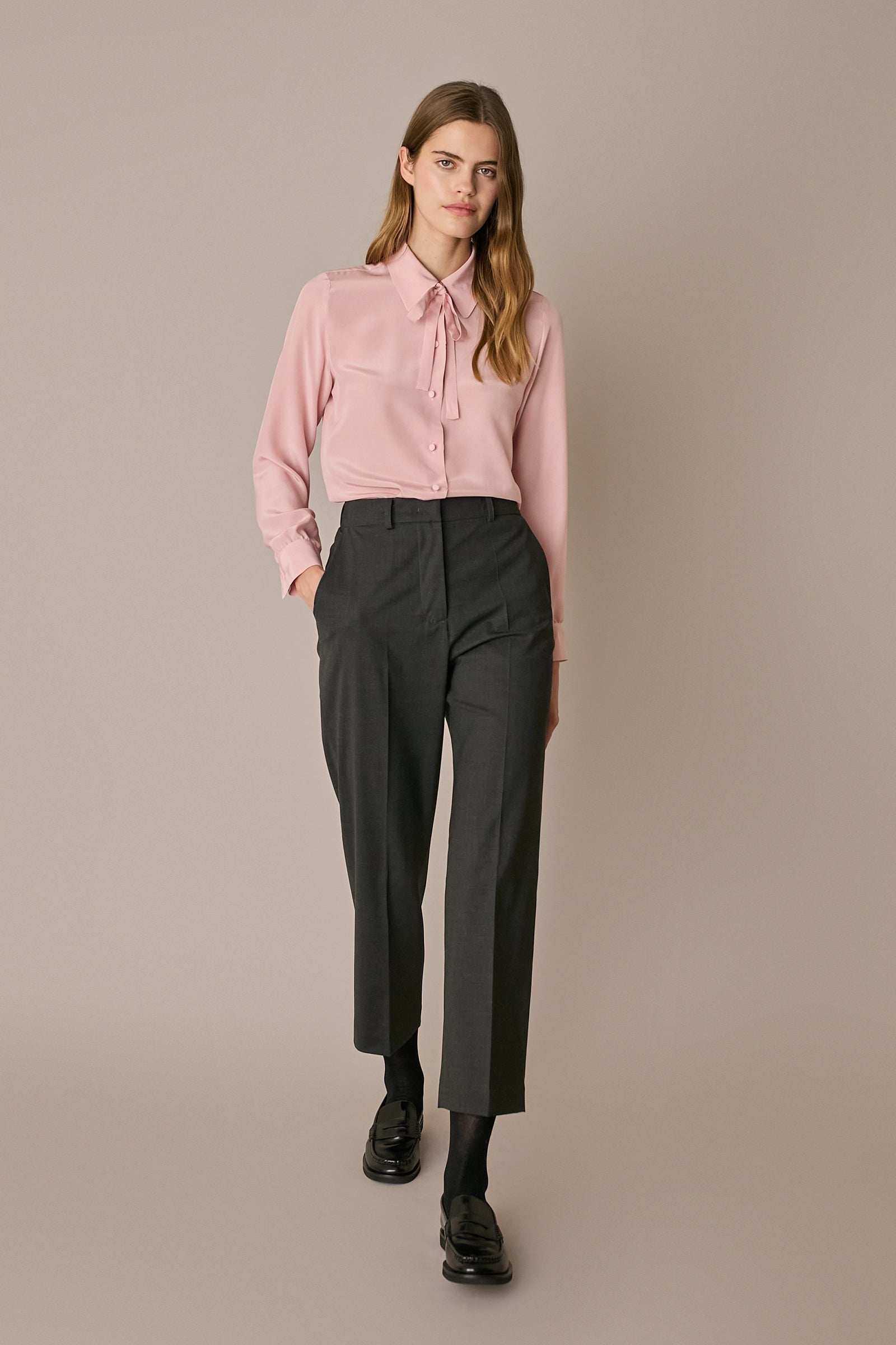 Silk shirt with bow tie