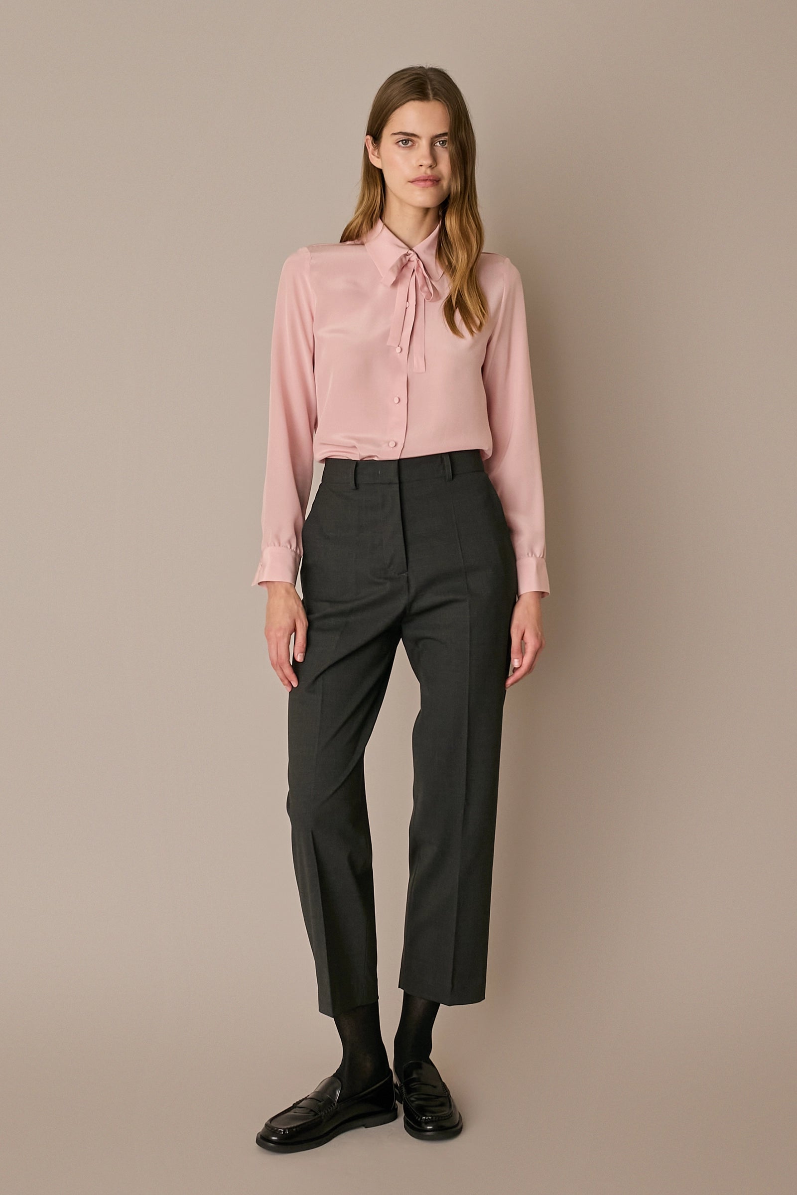 Silk shirt with bow tie
