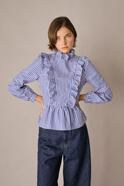 Camicia in cotone con rouches