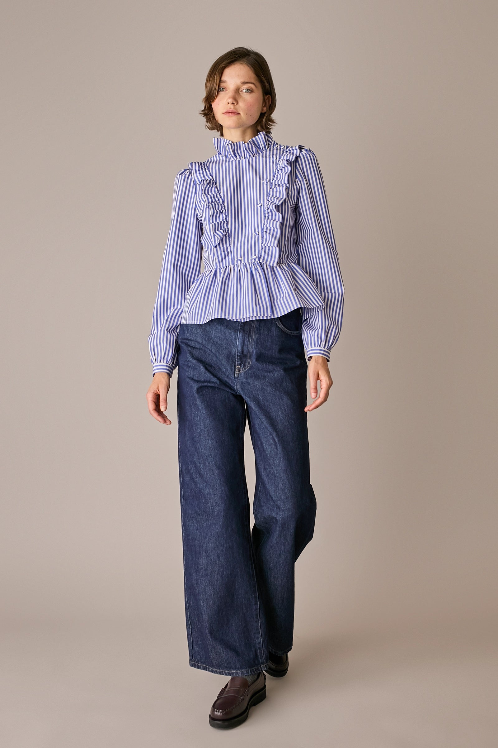 Camicia in cotone con rouches