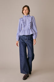 Camicia in cotone con rouches