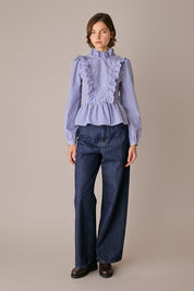 Camicia in cotone con rouches