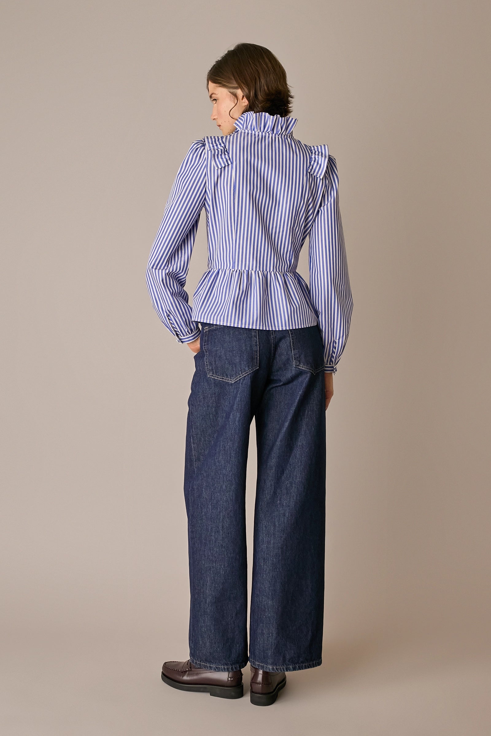 Camicia in cotone con rouches