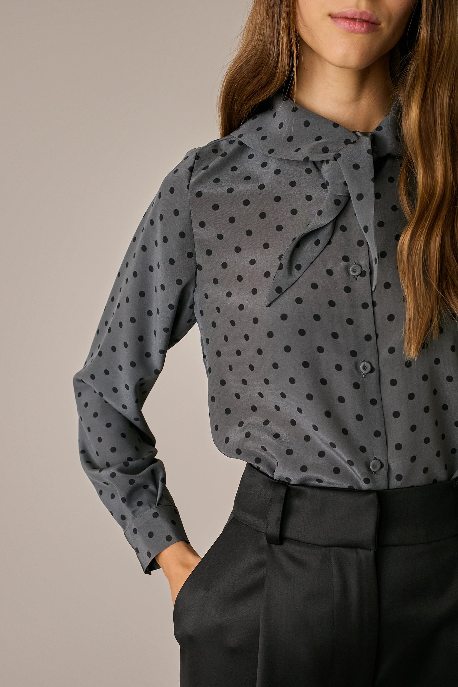 Silk shirt with scarf collar
