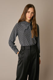 Silk shirt with scarf collar