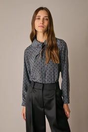 Silk shirt with scarf collar