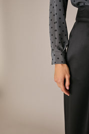 Silk shirt with scarf collar