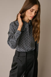 Silk shirt with scarf collar