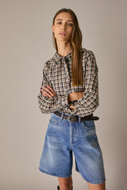 Silk shirt with scarf collar