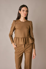 Top marrone elegante a maniche lunghe 