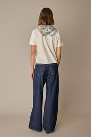 Silk and cotton T-shirt with scarf detail