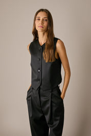Tailored wool satin waistcoat