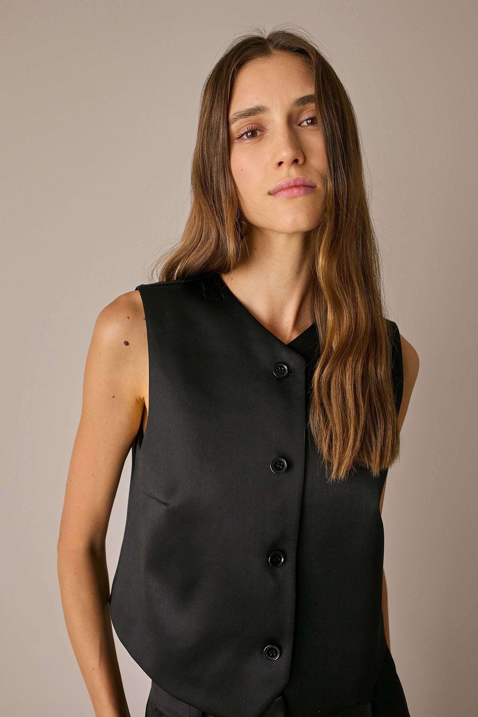 Tailored wool satin waistcoat