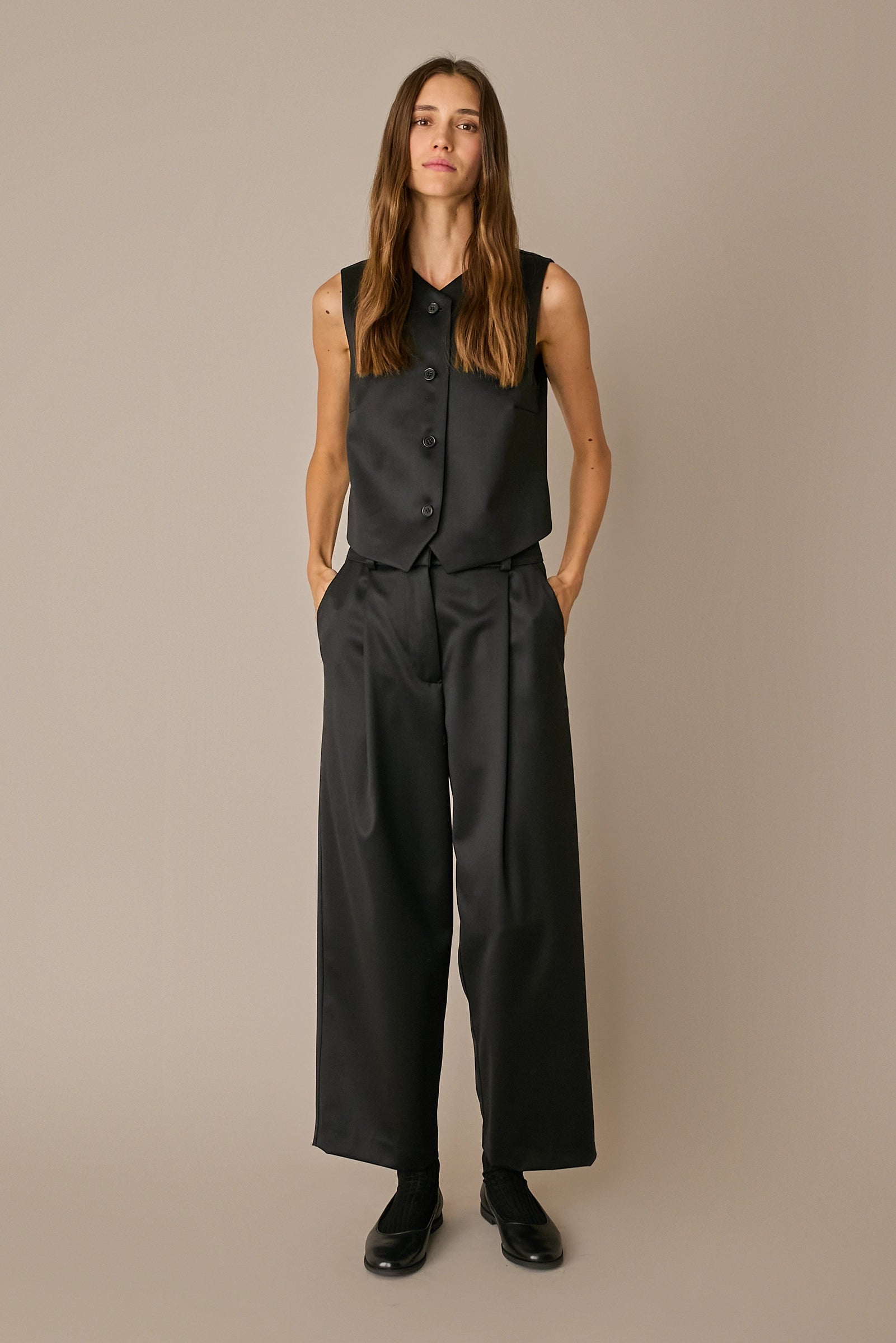 Tailored wool satin waistcoat