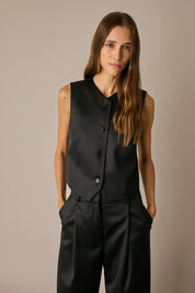 Tailored wool satin waistcoat