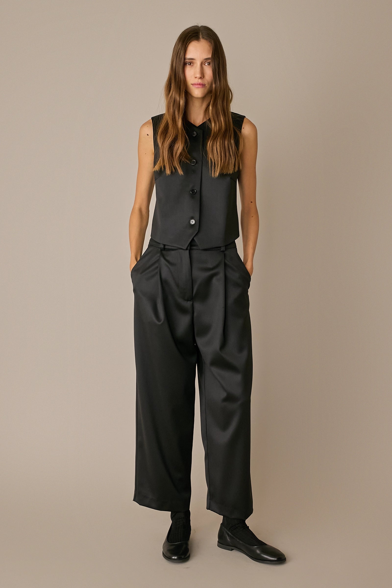 Tailored wool satin waistcoat