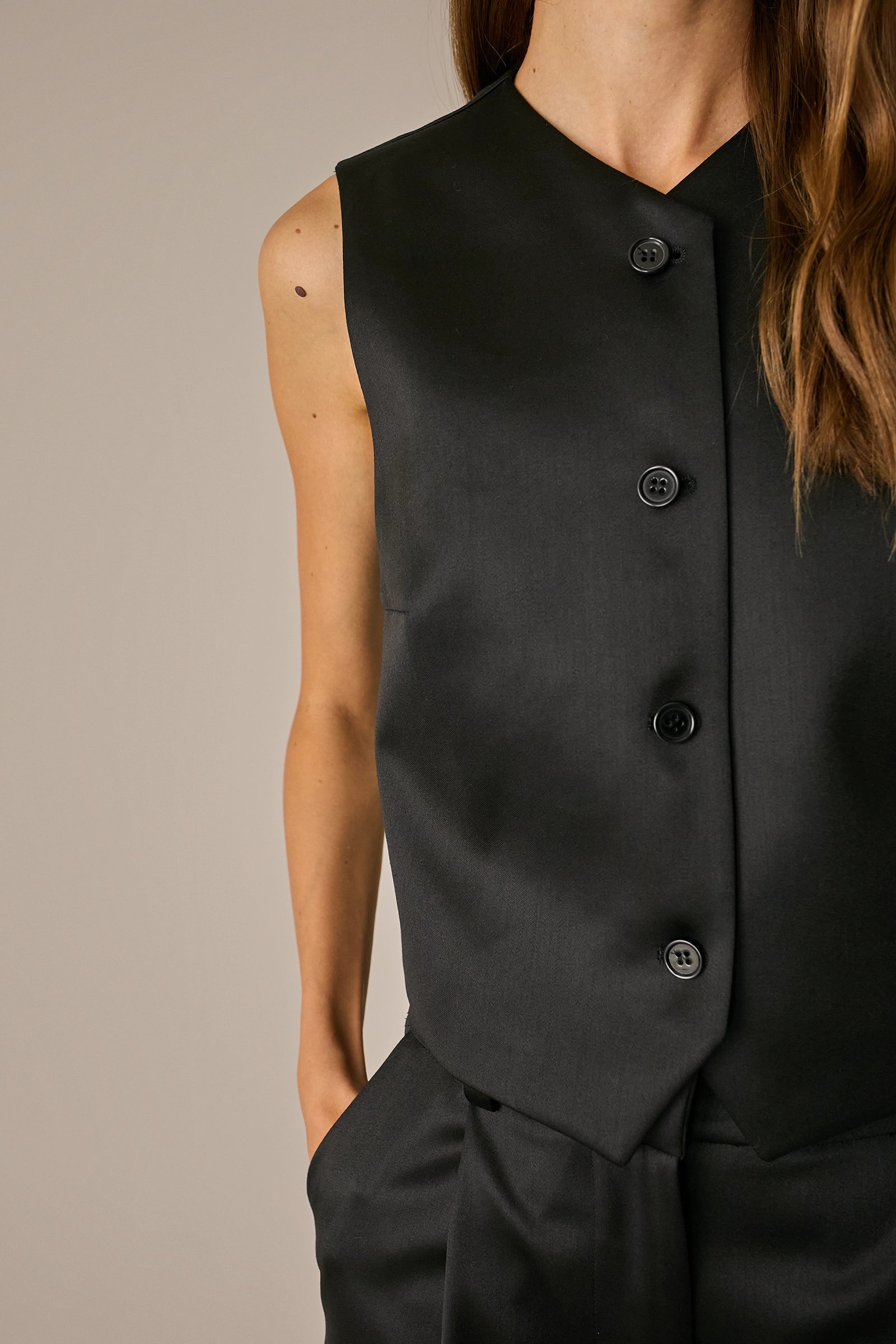 Tailored wool satin waistcoat