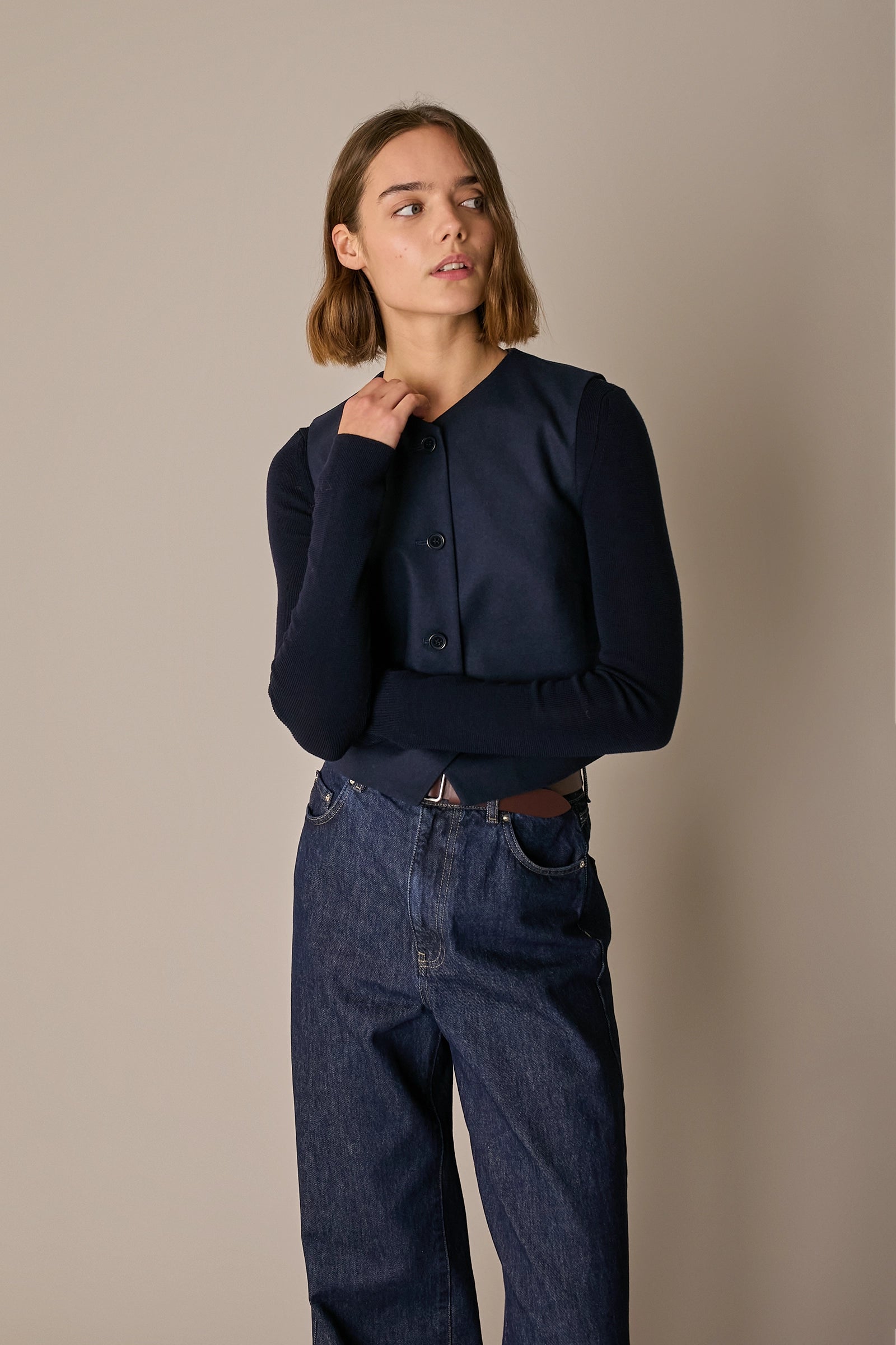 Tailored wool-blend waistcoat