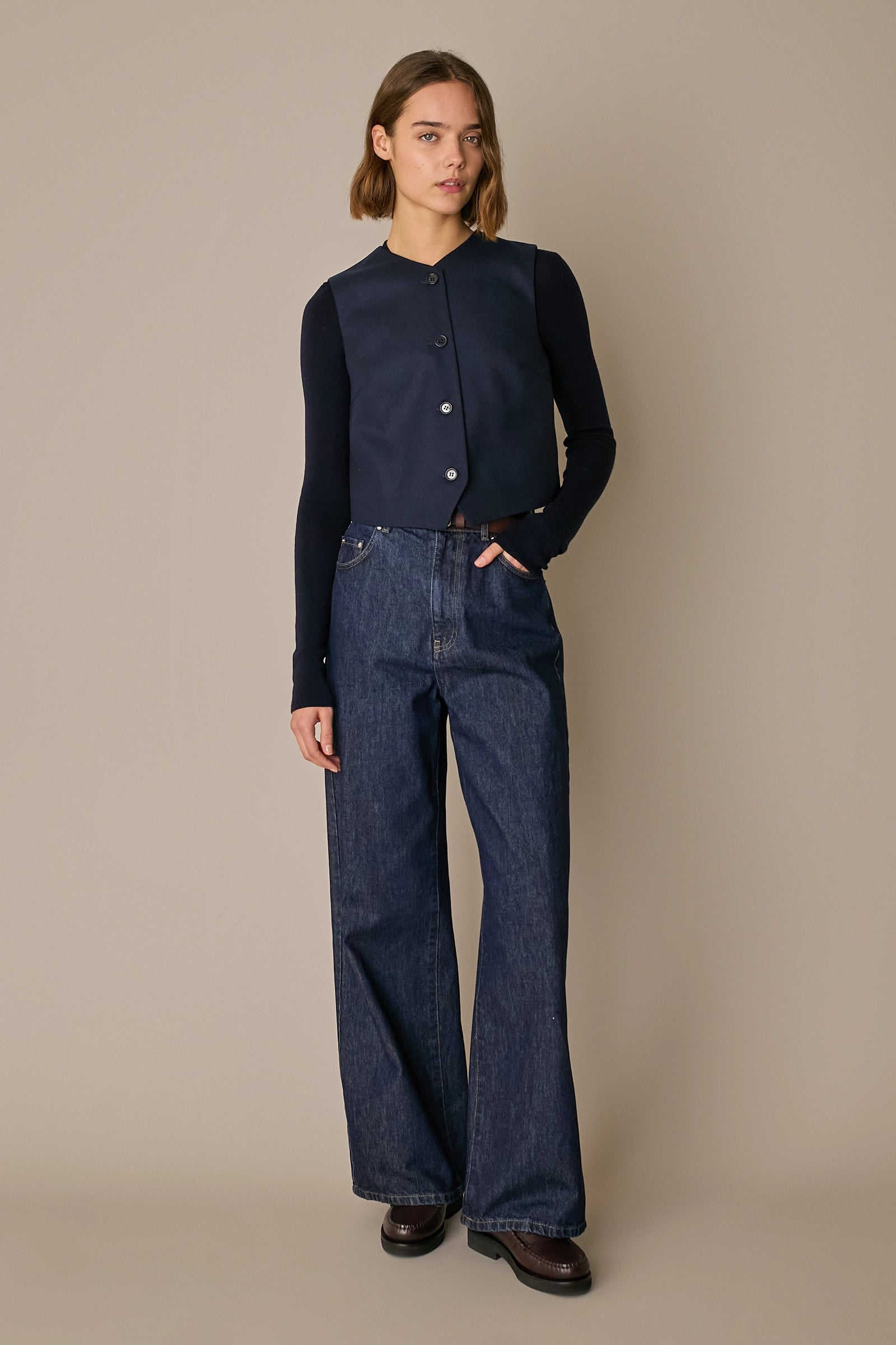 Tailored wool-blend waistcoat