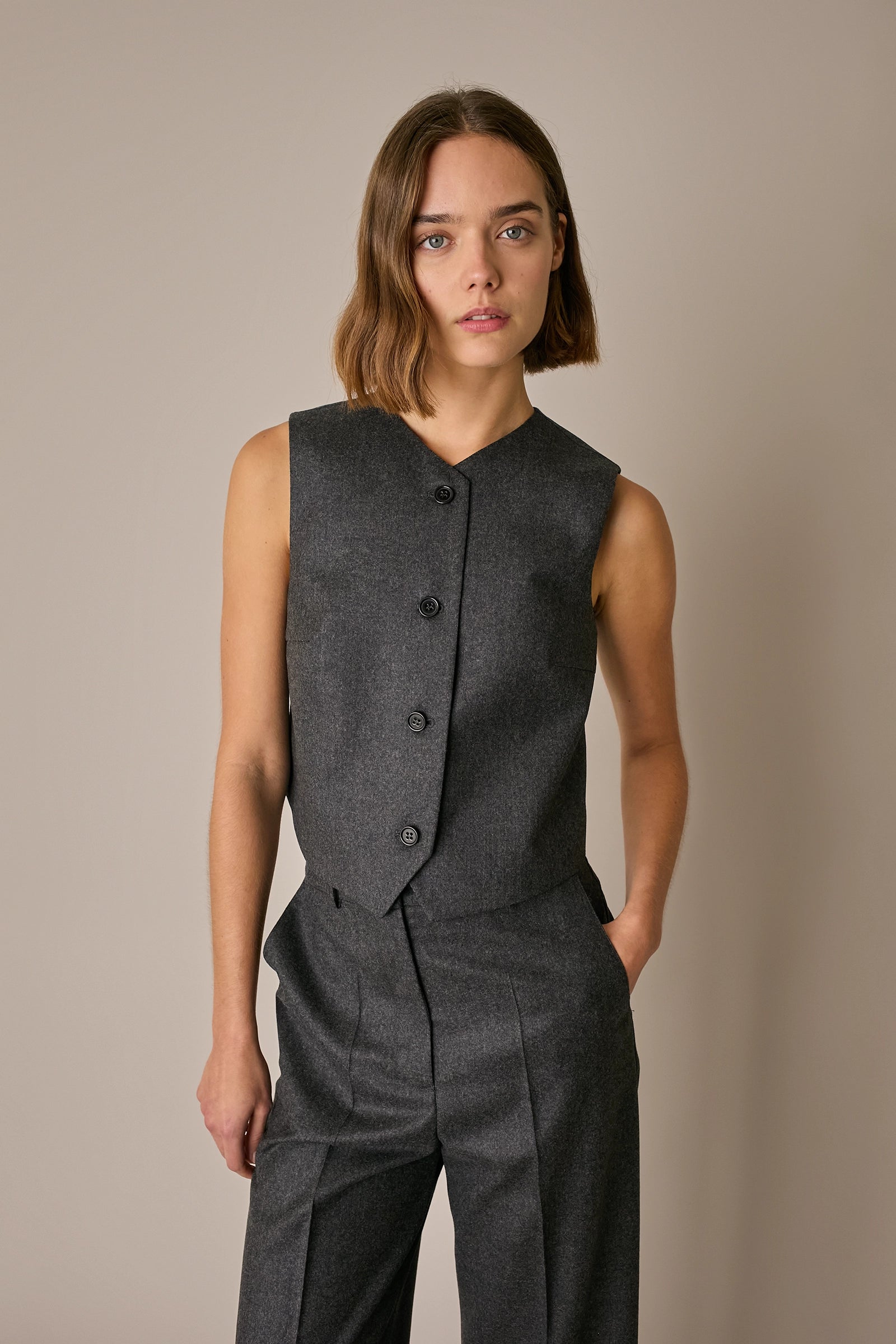 Tailored virgin wool waistcoat