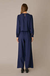 Blusa in crêpe con maniche lunghe