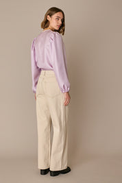 Silk blouse with pussy bow and lace 