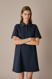 Abito polo in jersey di cotone blu navy