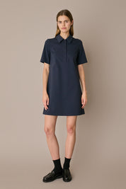 Abito polo in jersey di cotone blu navy in cotone, mezze maniche