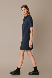 Abito polo in jersey di cotone blu navy, mezze maniche in cotone jersey