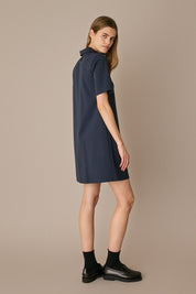 Abito polo in jersey di cotone blu navy, in cotone jersey, collo polo