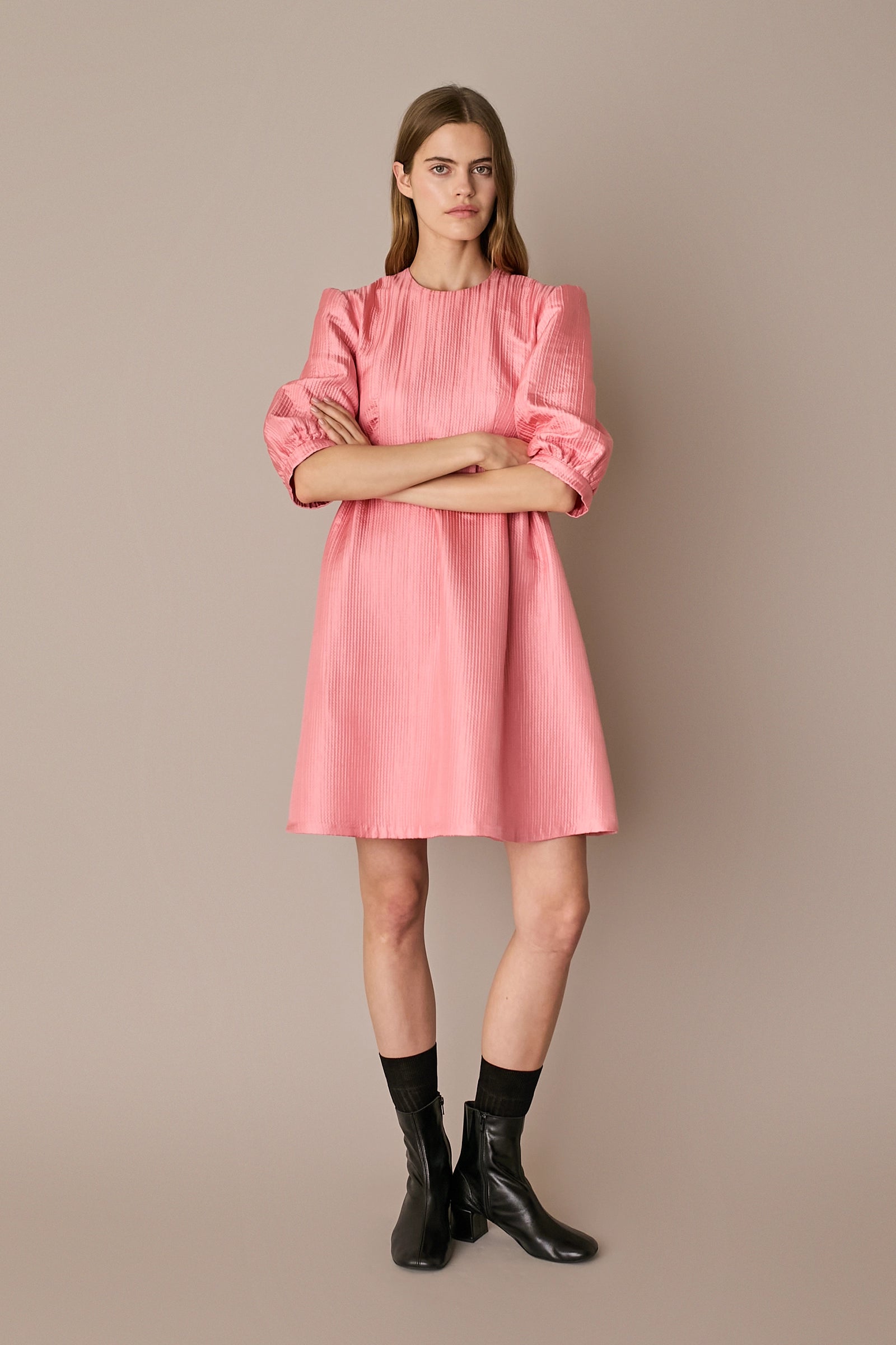 Structured wool and silk dress