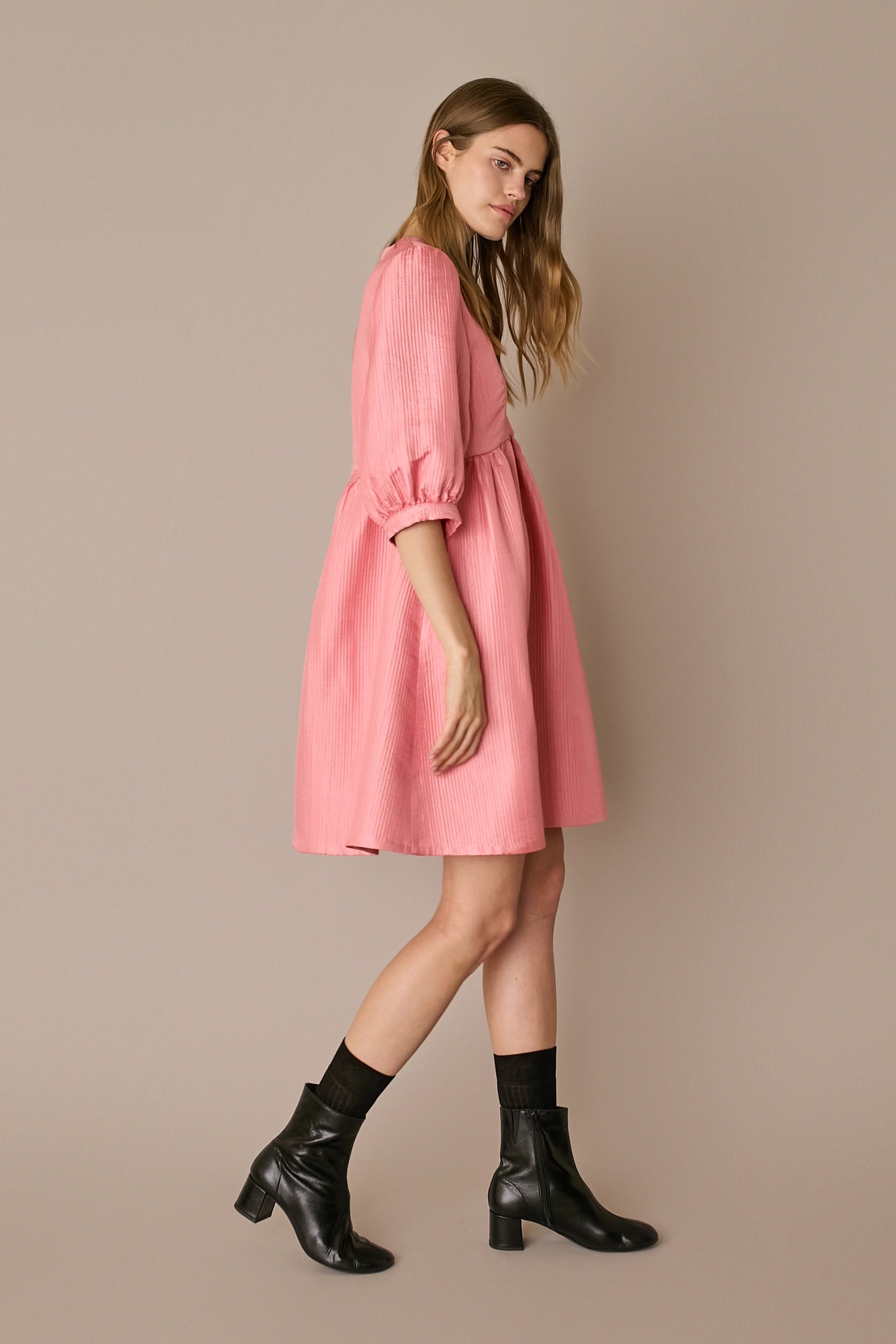 Structured wool and silk dress