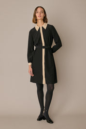 Silk shirt dress with belt