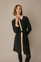 Silk shirt dress with belt