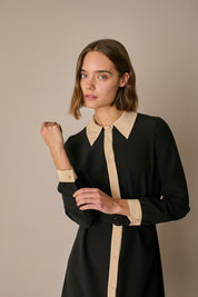 Silk shirt dress with belt