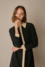 Silk shirt dress with belt