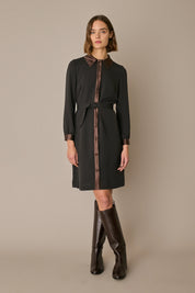 Silk shirt dress with belt