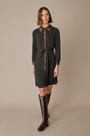 Silk shirt dress with belt